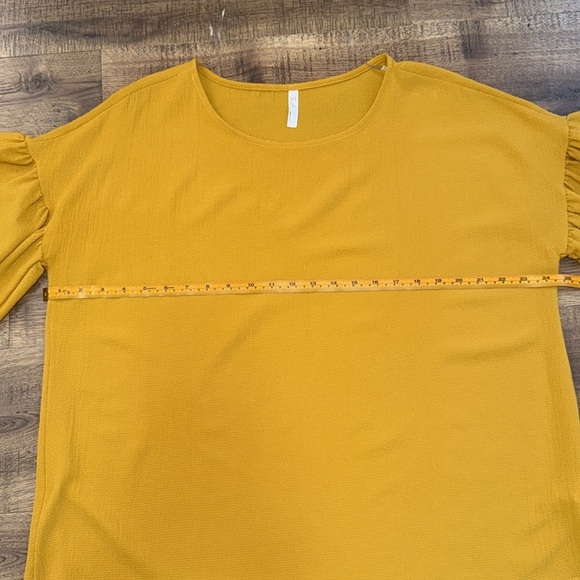 Red Lolly Women's Mustard Yellow Ruffle Sleeve Top - Picture 2 of 5